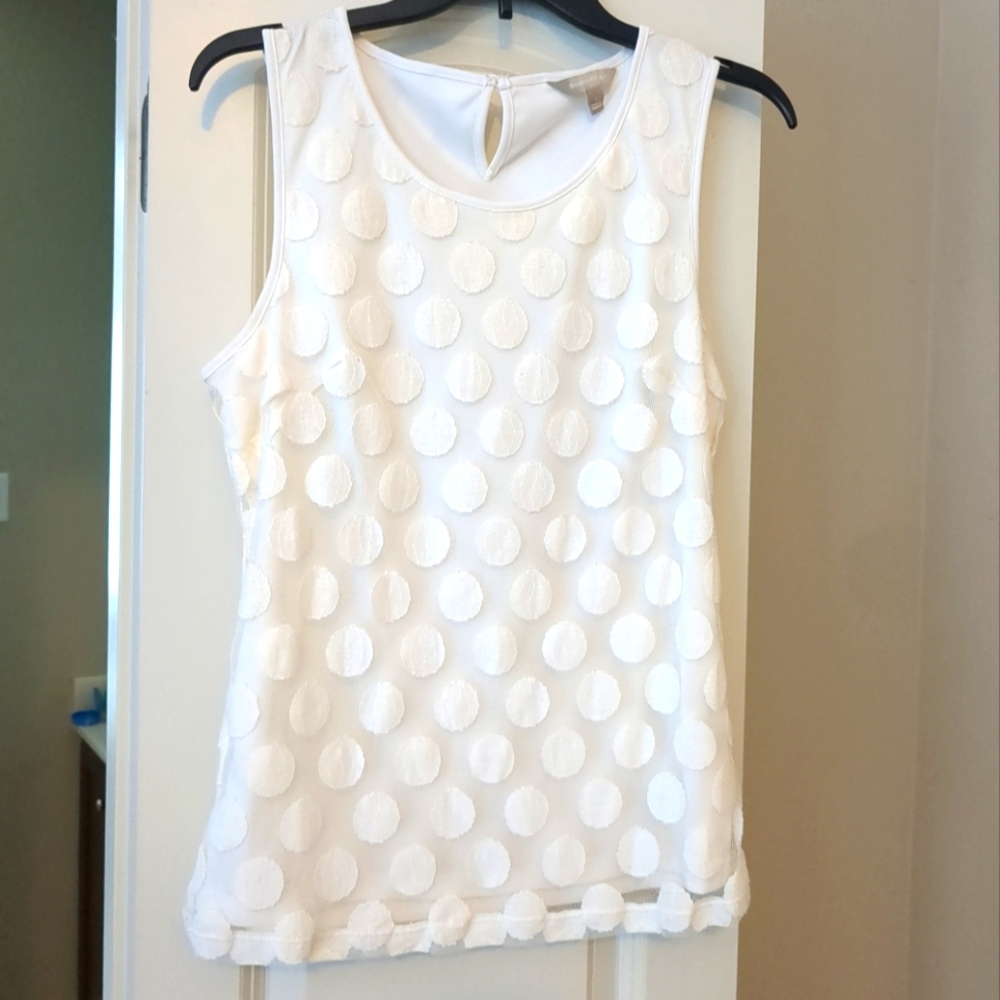 Banana Republic White Embellished Sleeveless Tank Top